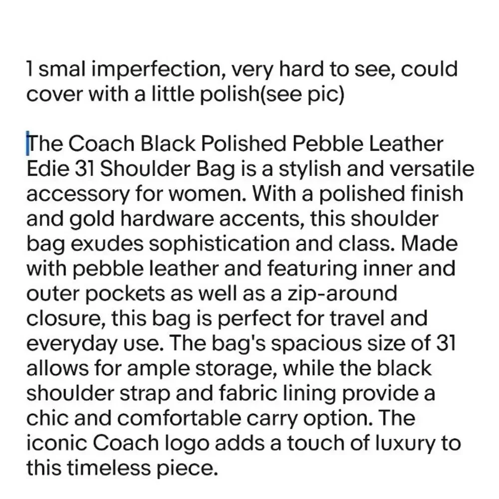 Coach Black Polished Pebble Leather Edie 31 Shoulder Bag Gold Hardware